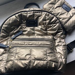 Steve Madden gold padded back pack & make up bag